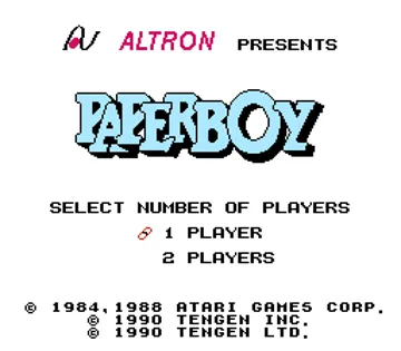 Paperboy (USA) screen shot title